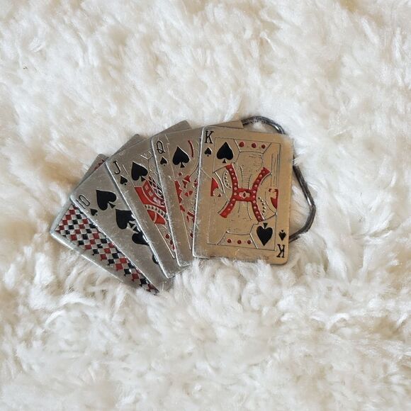 Vintage Men's Pocker Royal Flush Figural Cards Belt Buckle - Picture 1 of 4